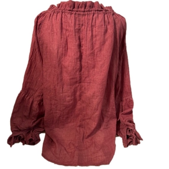 P.S. Love Smocked Cuff Poet Shirt.
NEW. Size Small. Rust/Burgundy Color - Picture 6 of 9